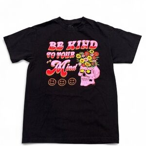 Boss Dog Be Kind To Your Mind Graphic T-shirt Skeleton Floral Black Size Medium
